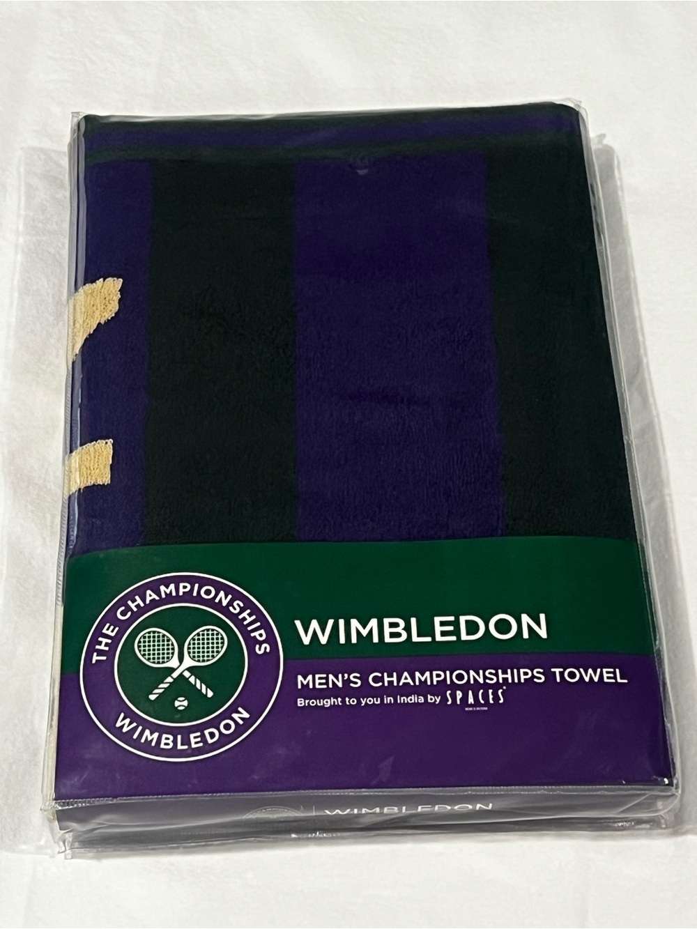 Wimbledon Men's Championship Towel in Purple & Black 2017